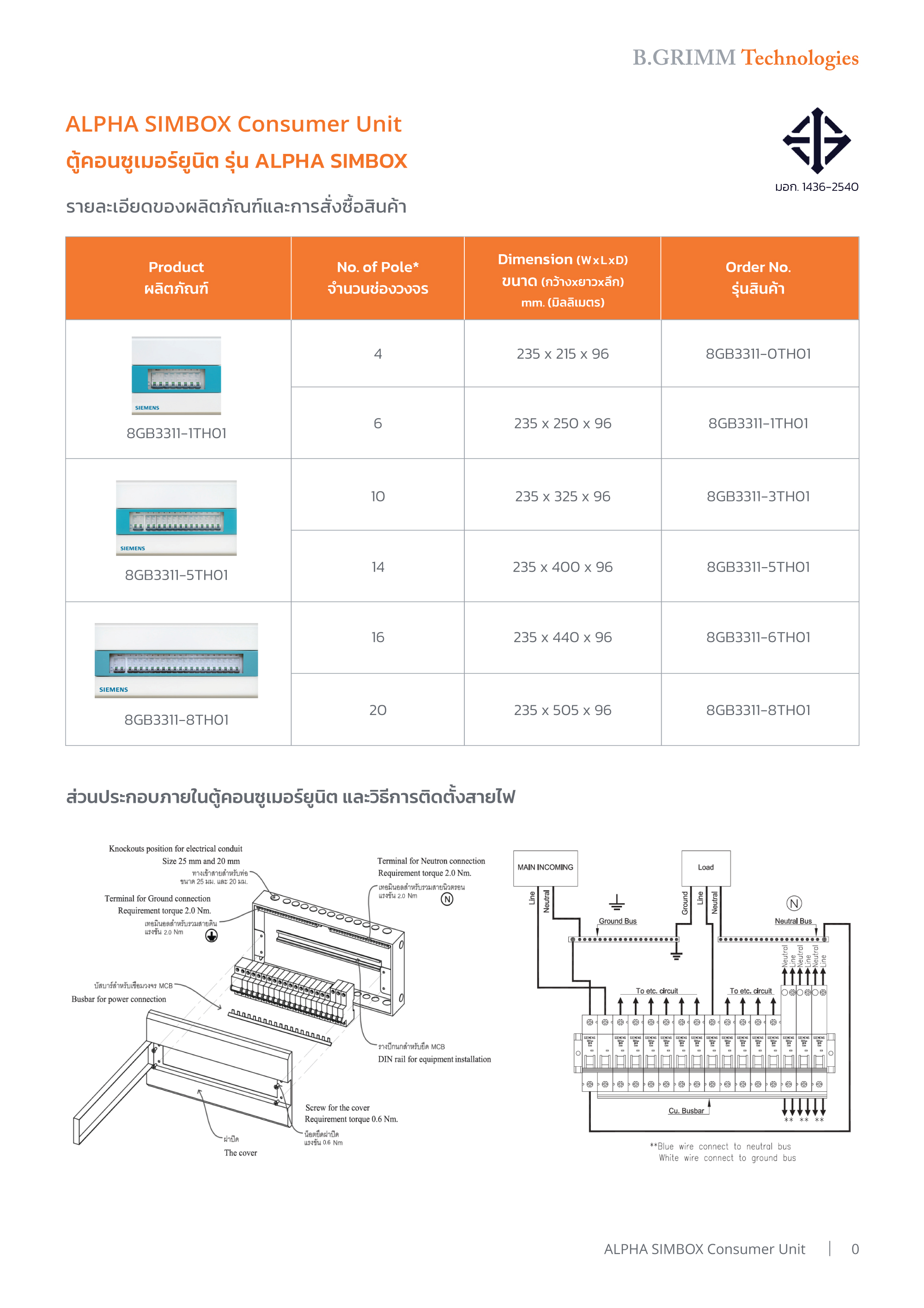 ซีเมนส์ ตู้คอนซูเมอร์ยูนิตครบเซ็ต 4 ช่อง พร้อมเมนกันดูด 50A - Content Image 2